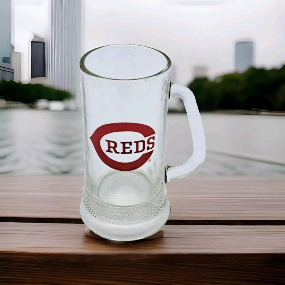VINTAGE Cincinnati Reds Glass Beer Mug Stein 6" The Big Red Machine MLB